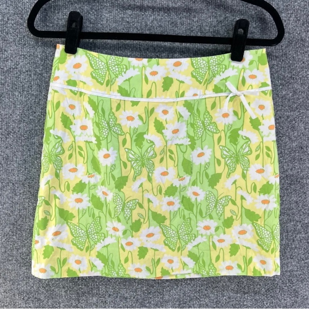 Lilly Pulitzer Green Floral Butterfly Pattern Skirt size 4